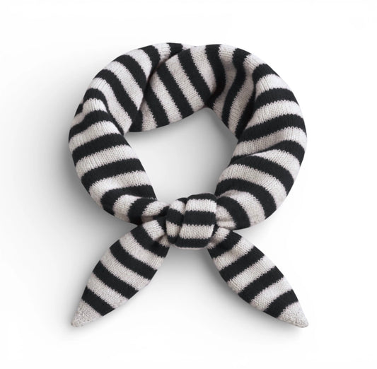 Striped Triangular Neck Scarf | Black