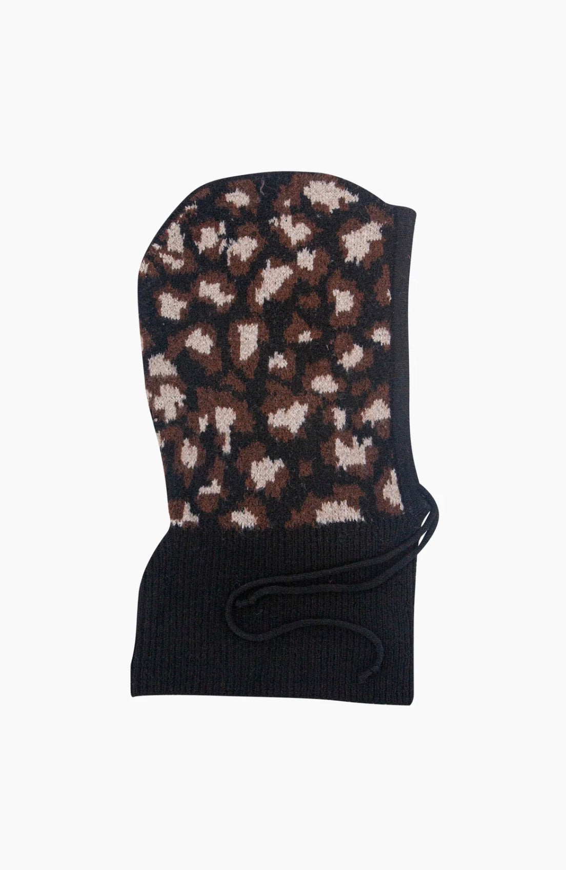 Knitted Leopard Hooded Snood / Balaclava | Black