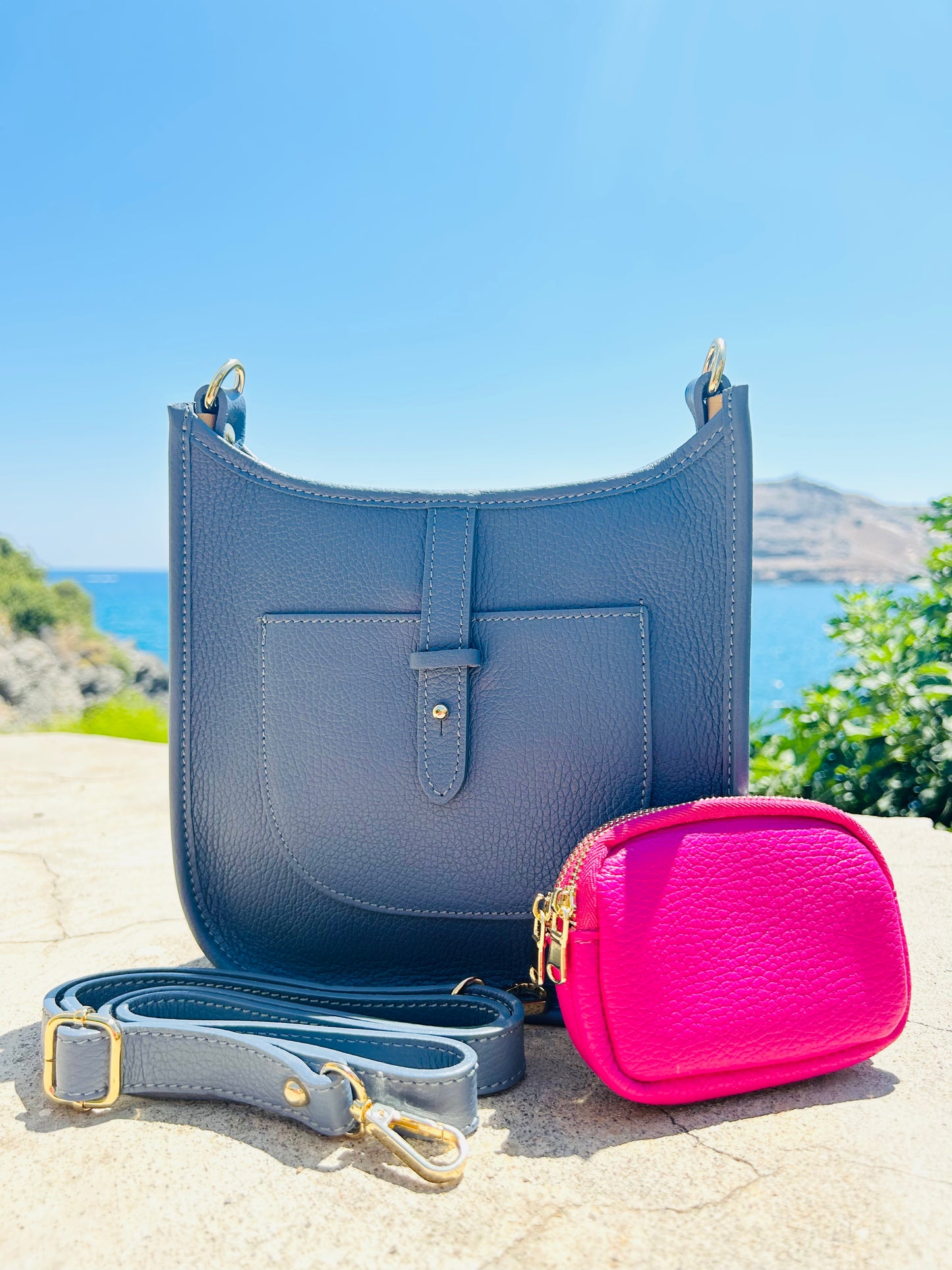 Portofino Leather Bag | Denim Blue