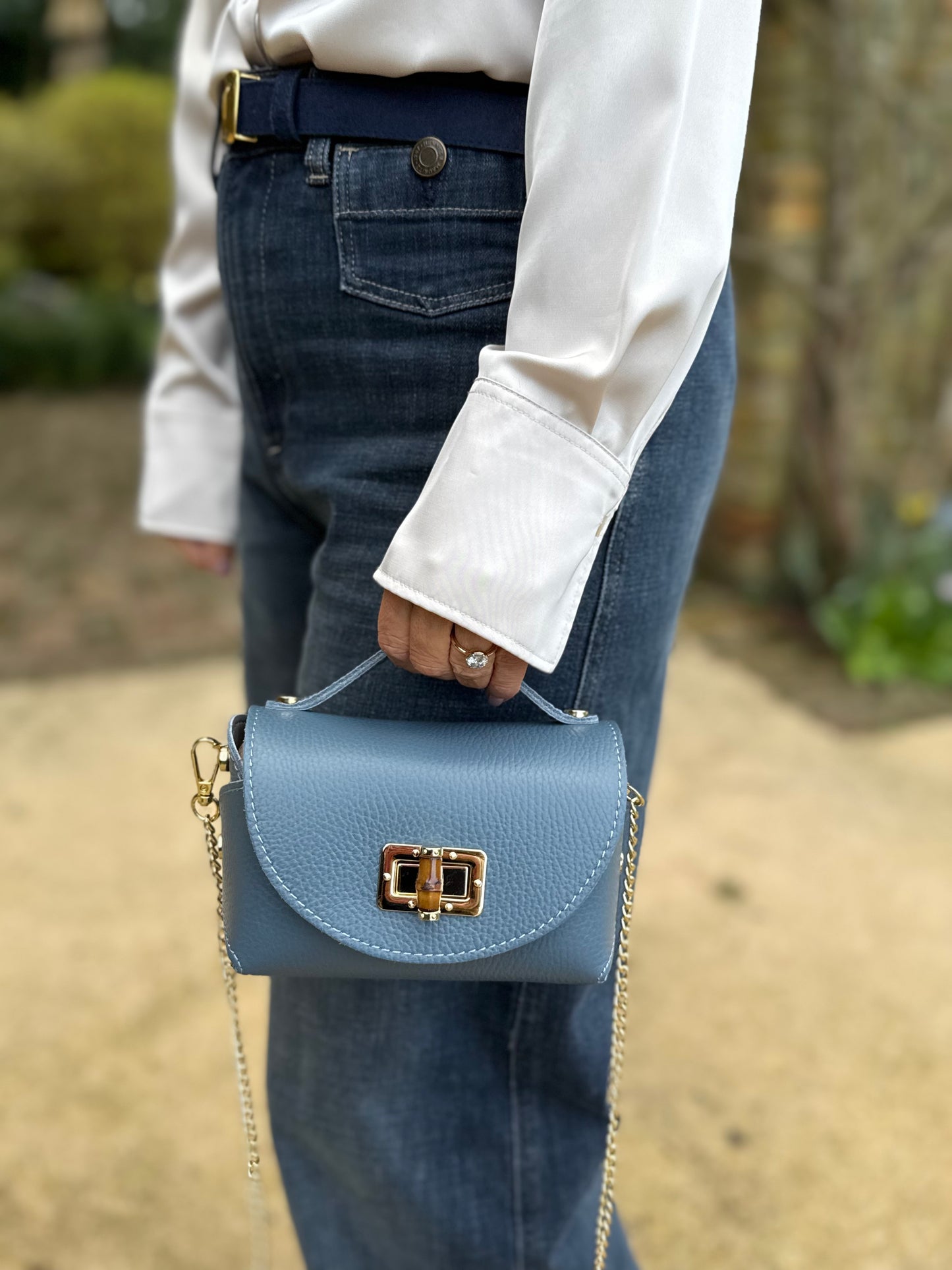 Milano Mini Leather Bag | Denim Blue