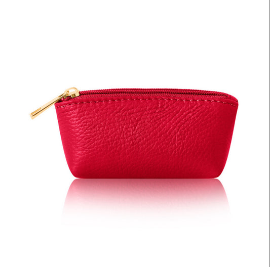 Leather Curved Mini Pouch | Red