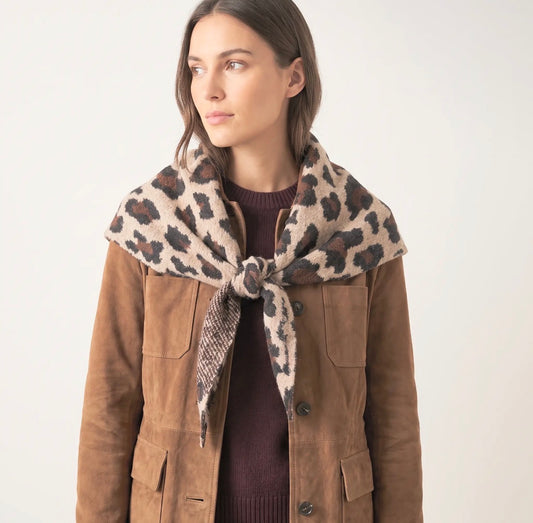 Leopard Triangle Scarf | Beige