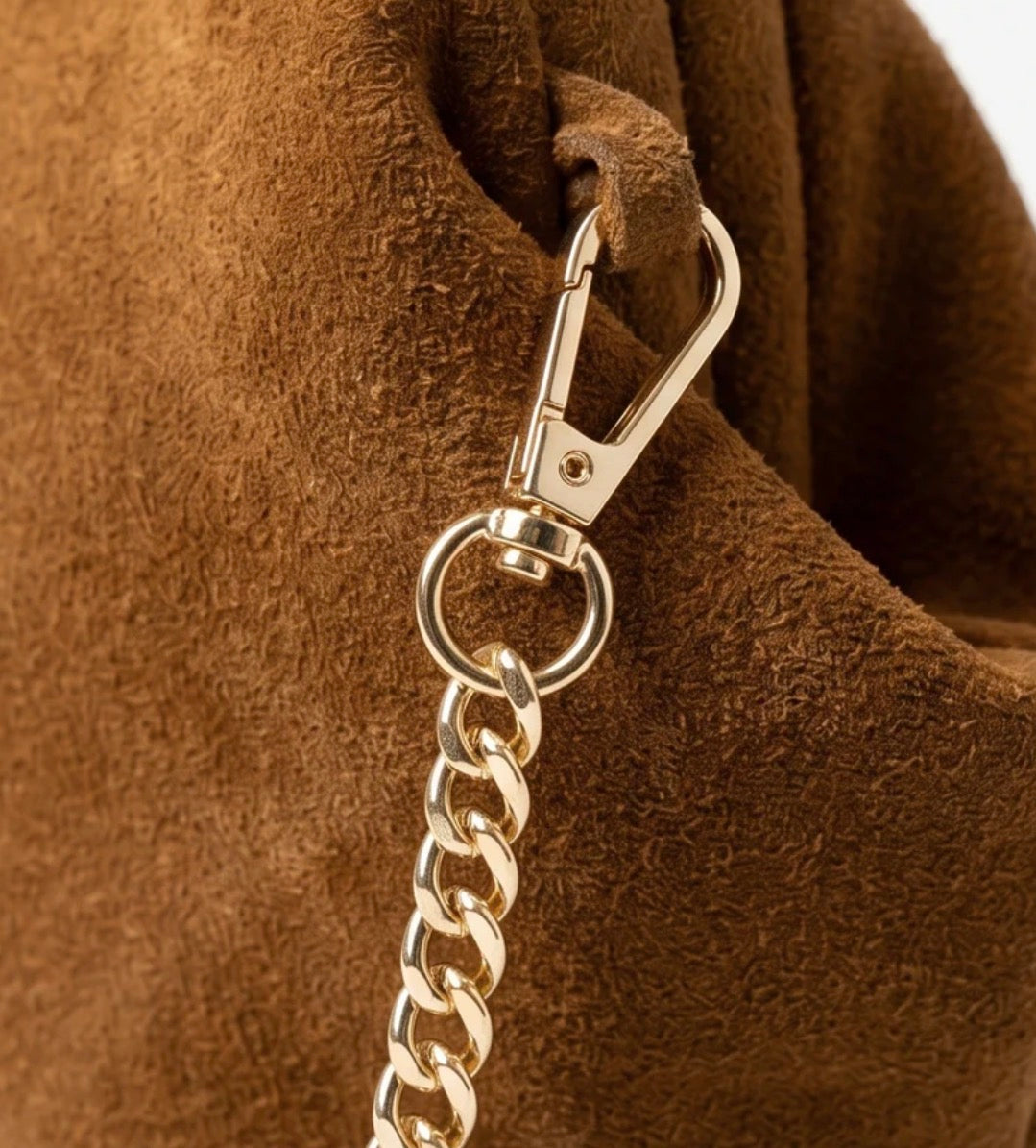 The Suede Shell Chain Bag | Tan