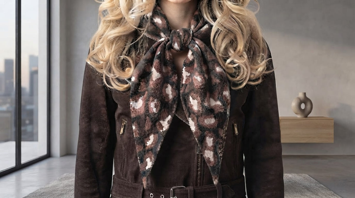 Leopard Triangle Scarf | Black & Brown