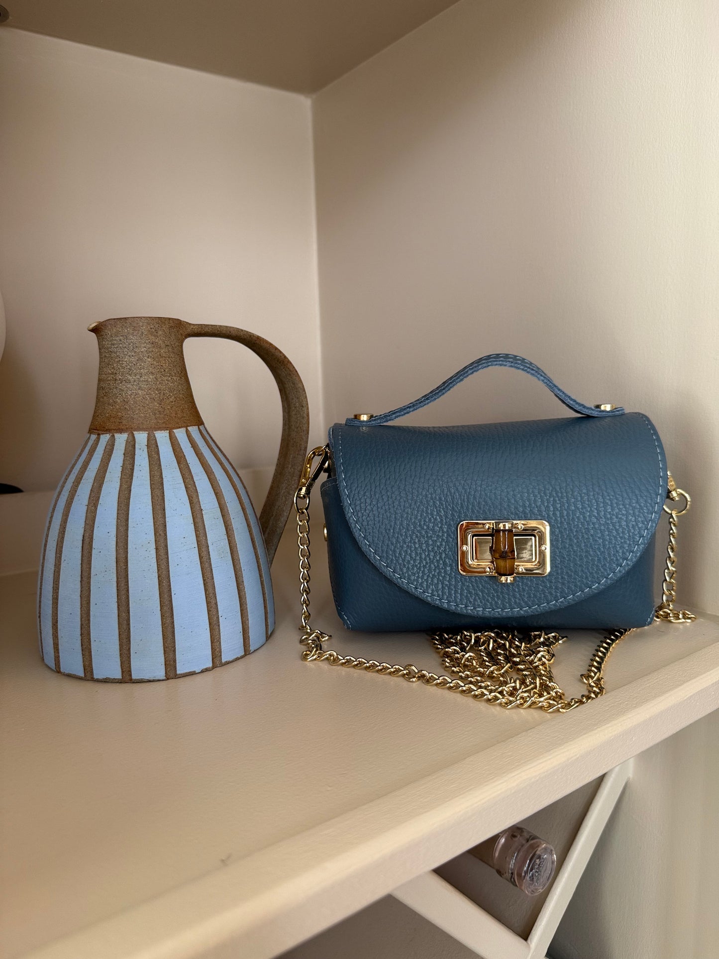 Milano Mini Leather Bag | Denim Blue