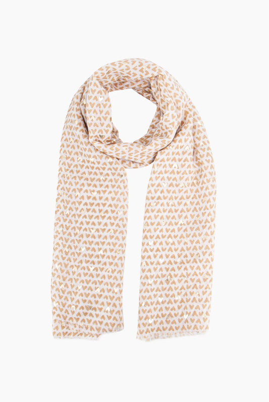 Sasha Heart Print Scarf | Cream