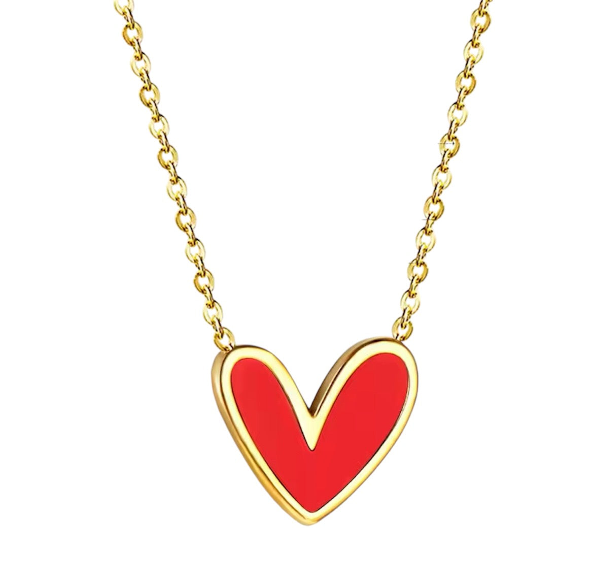 Sasha Enamel Heart Small Necklace | Black, Pearl or Red