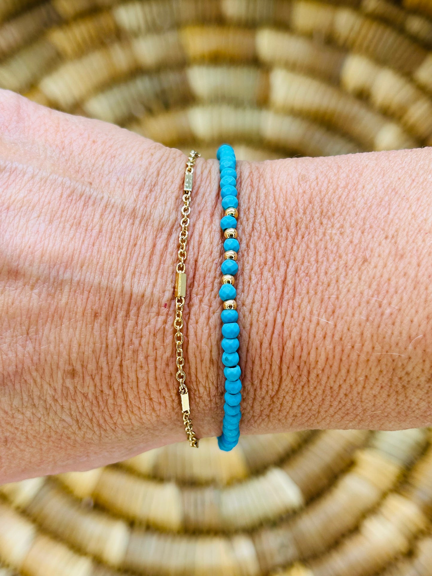 Turquoise and Gold Layered Bracelet