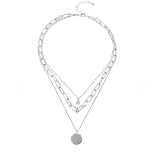 Aurora Layered Silver Necklace