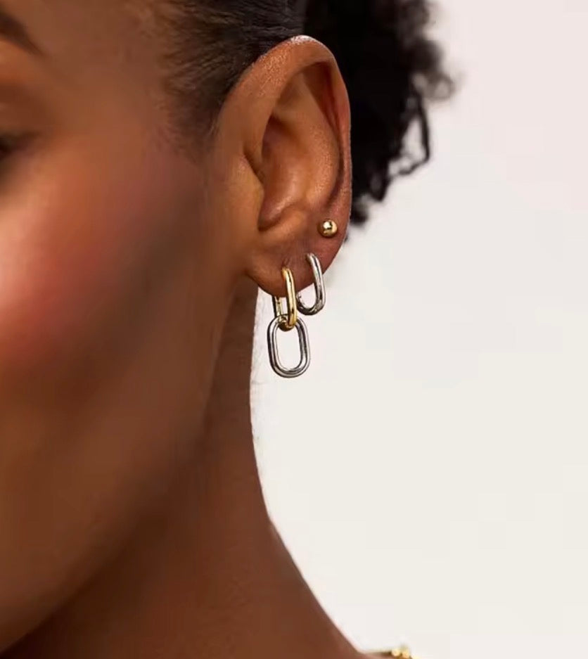 Paperclip Link Hoop Earrings | Gold