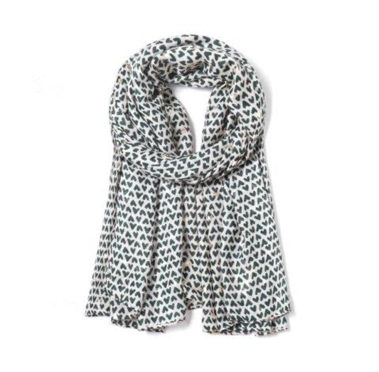 Sasha Heart Print Scarf | Olive