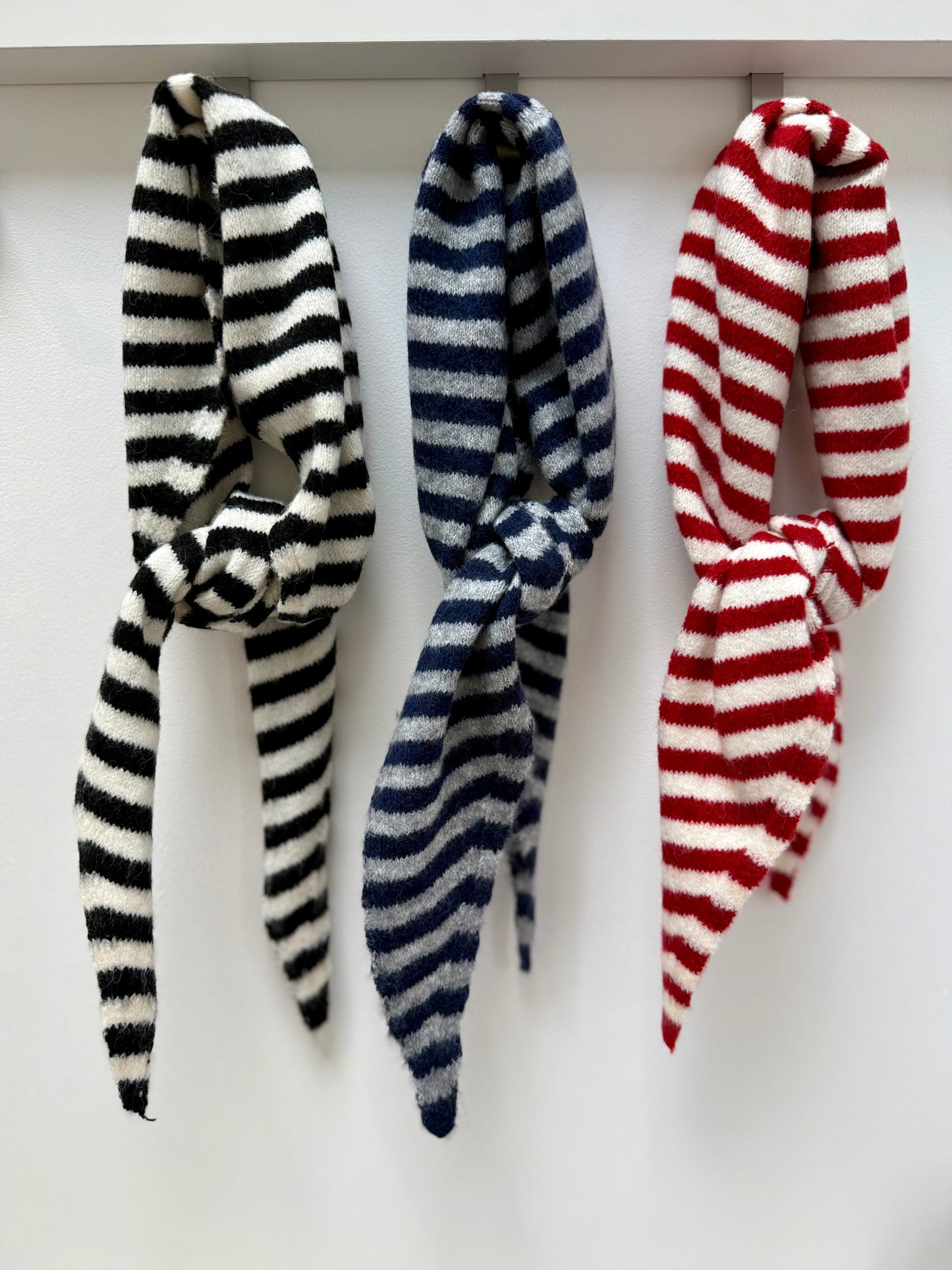 Striped Triangle Neck Scarf | Navy & Grey