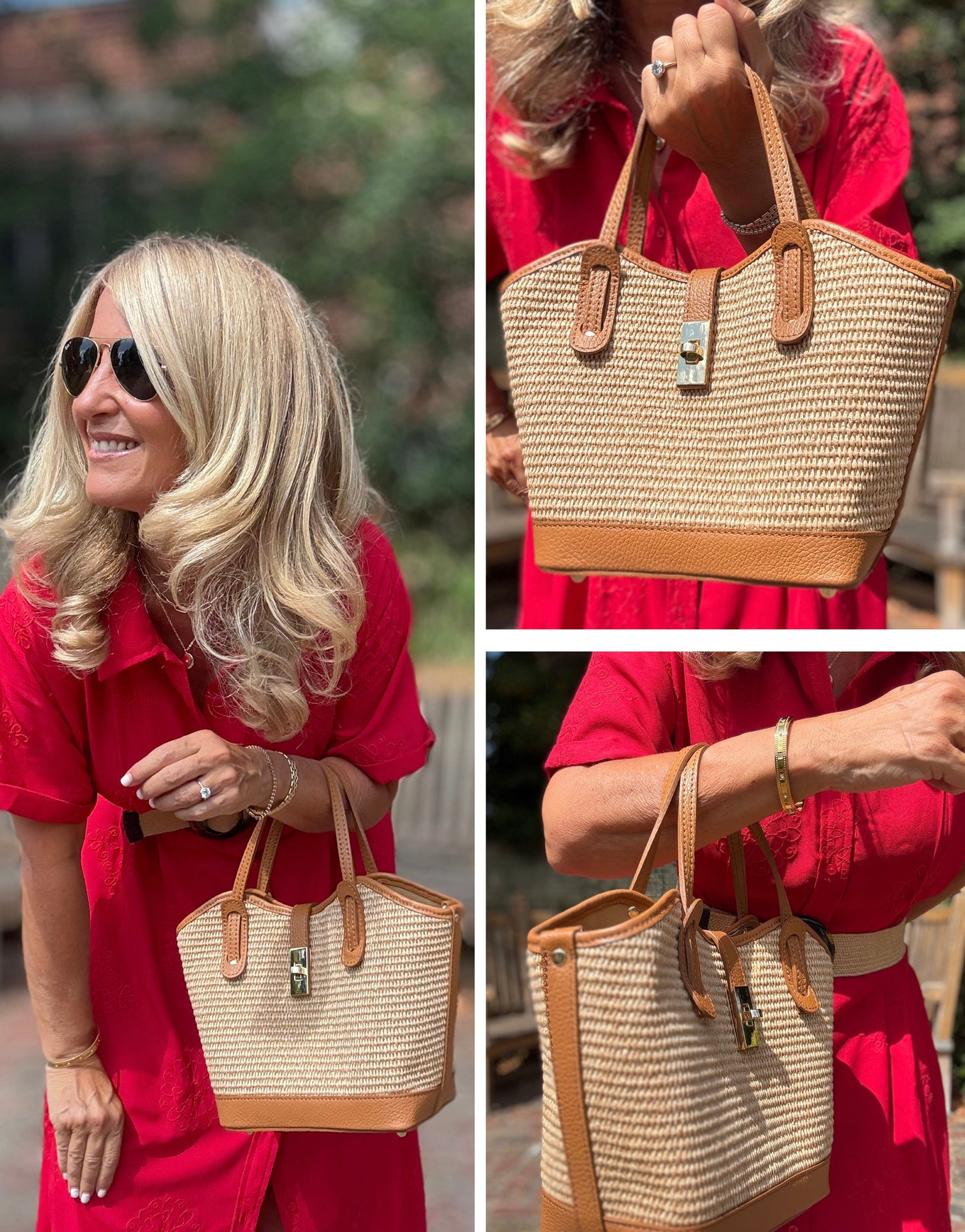Ravello Raffia & Leather Tote | Tan