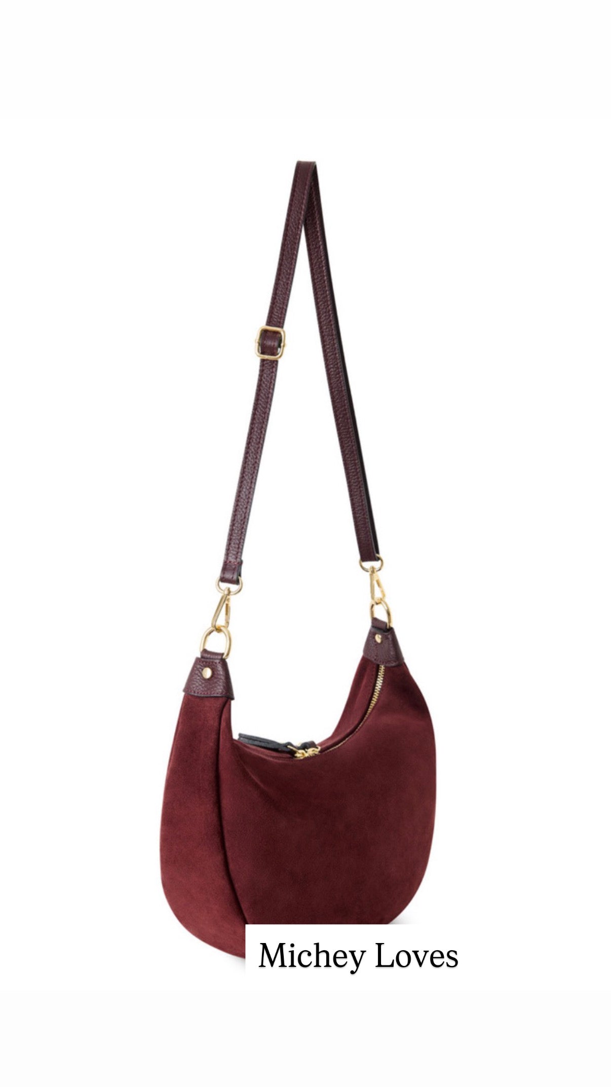 Sienna Suede Crescent Hobo Bag | Black