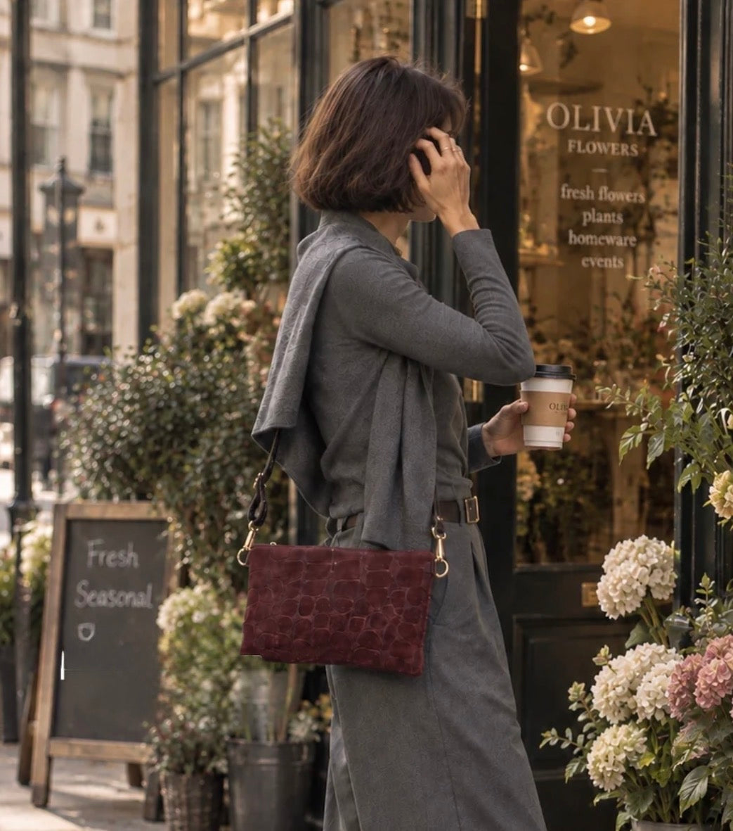 Italian Suede Multi-Way Clutch & Crossbody Bag | Taupe