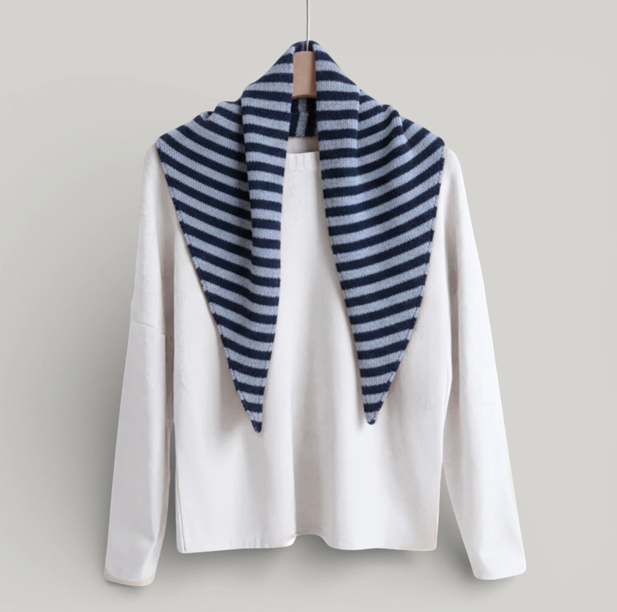 Striped Triangular Neck Scarf | Black