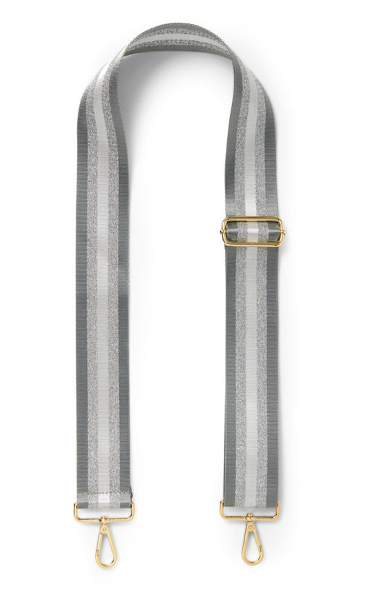 Grey & Silver Stripe Bag Strap