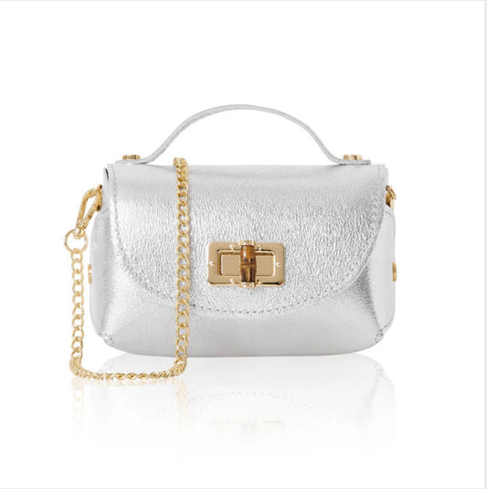 Milano Mini Leather Bag | Silver