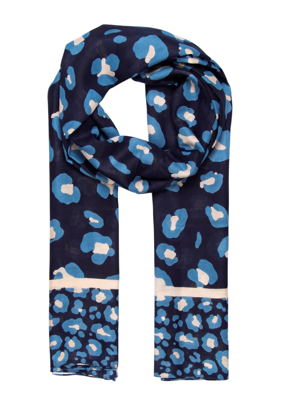 Lydia Leopard Print Scarf | Navy Blue