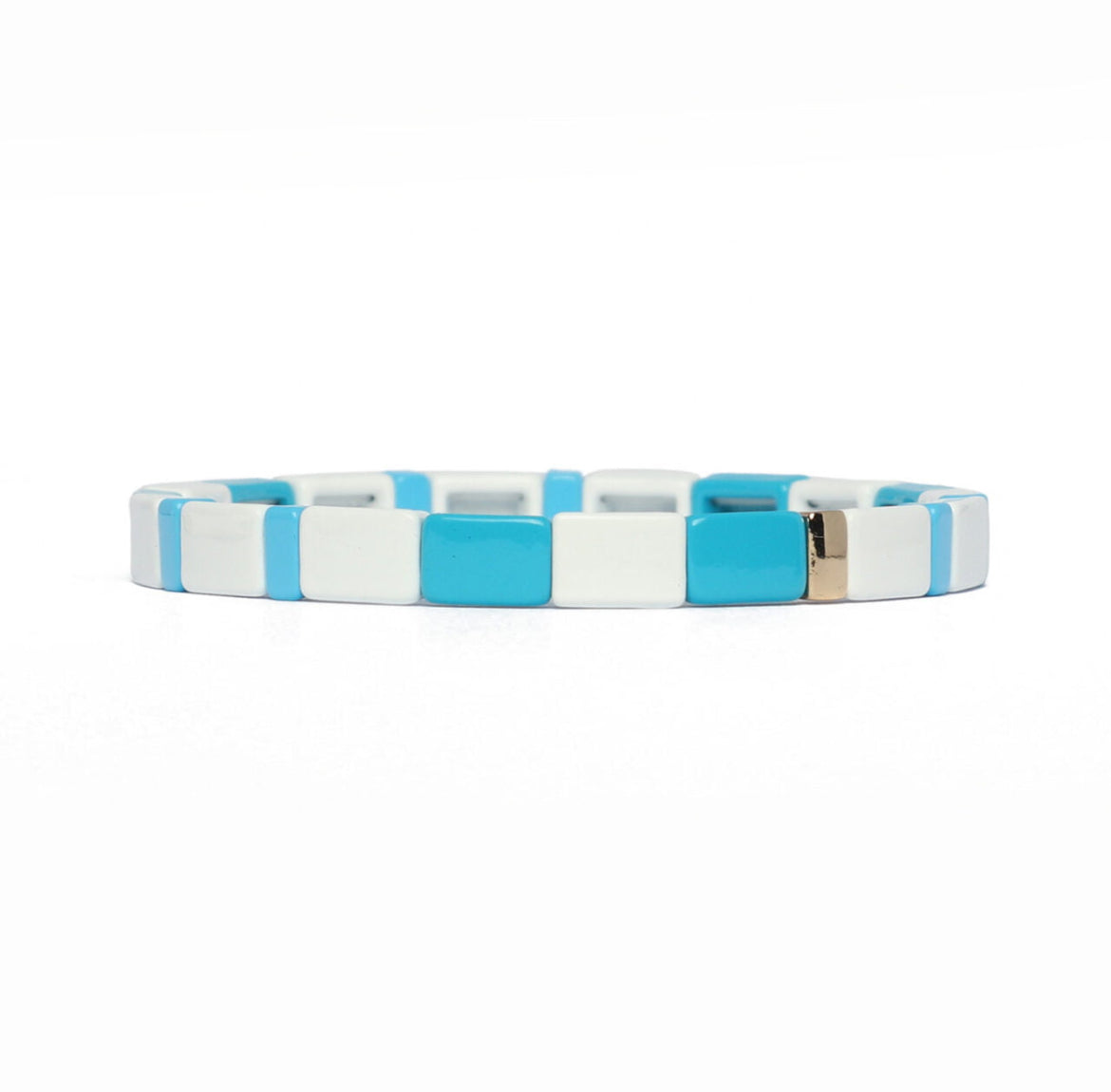 Tile Bracelet | Turquoise, White & Gold