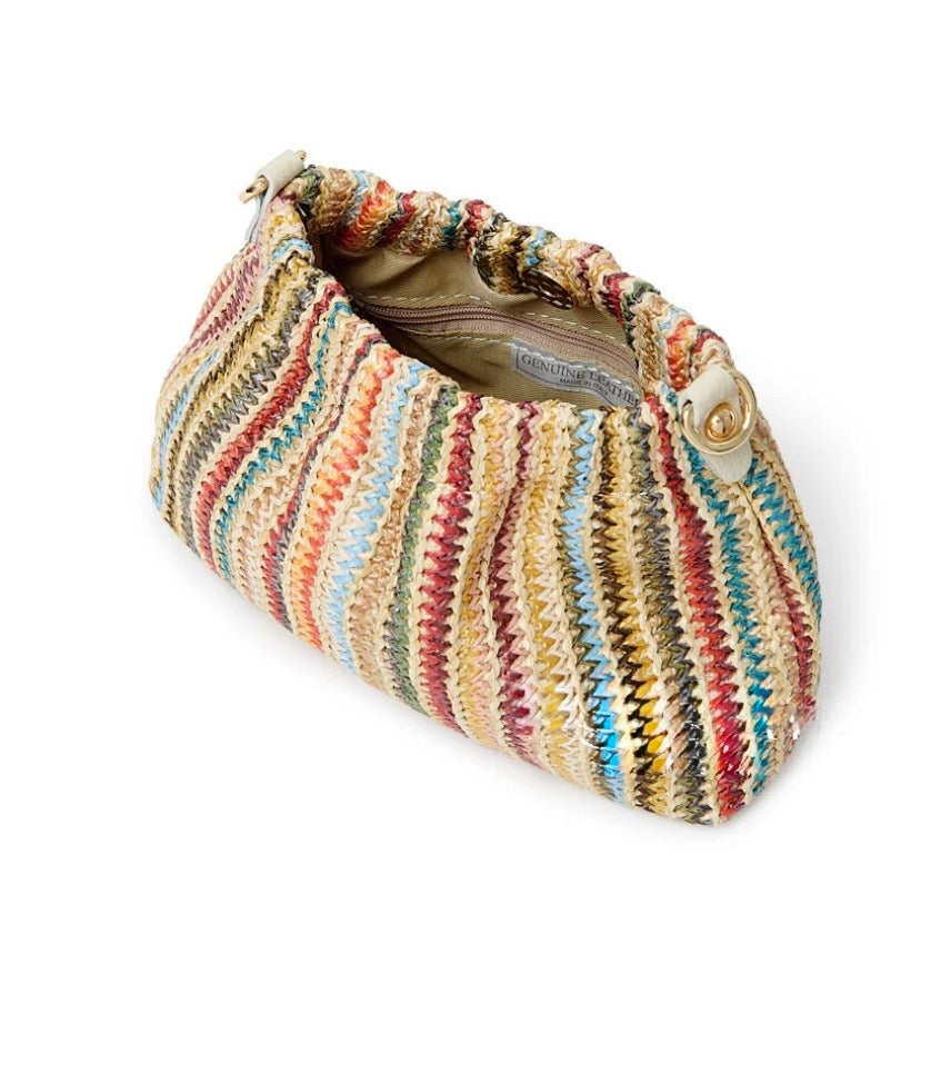 Handmade Raffia Bag with Colourful Stripes