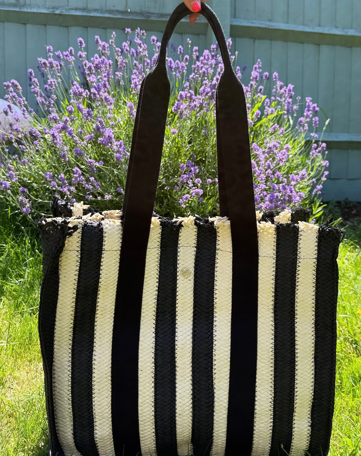 Nero Striped Woven Tote