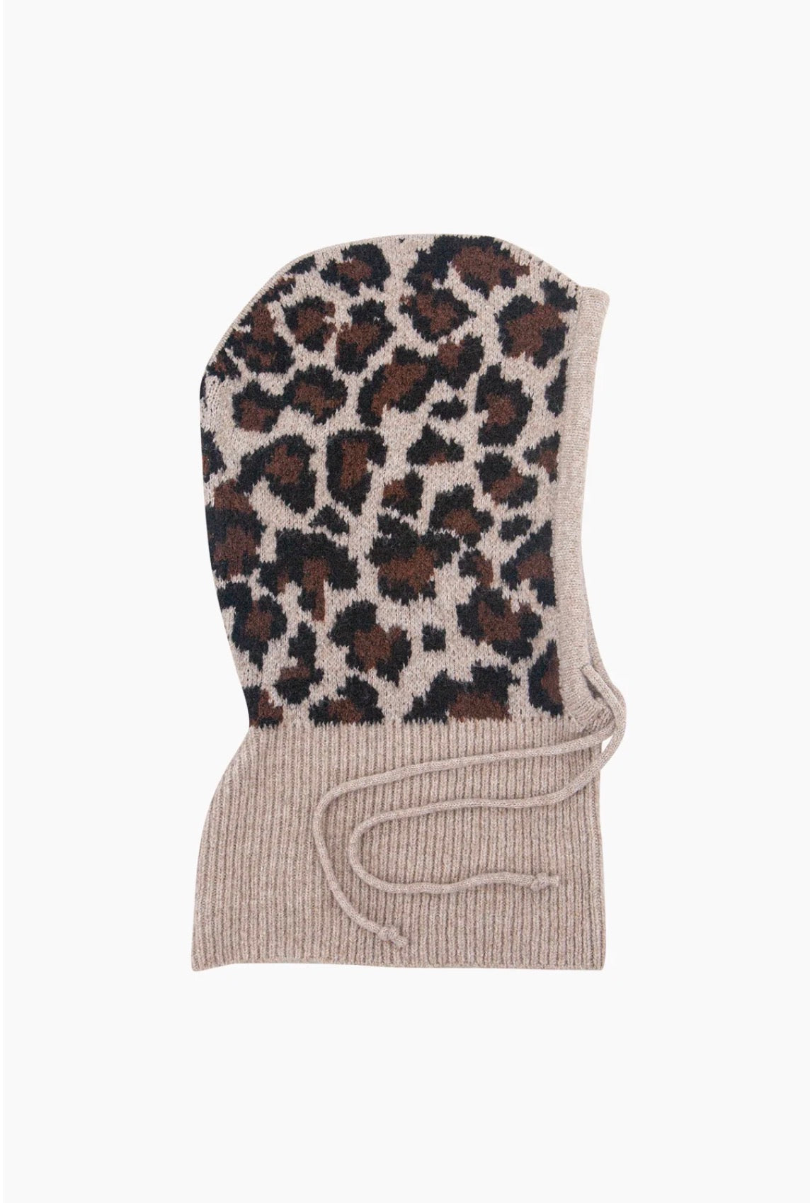 Knitted Leopard Hooded Snood / Balaclava | Beige