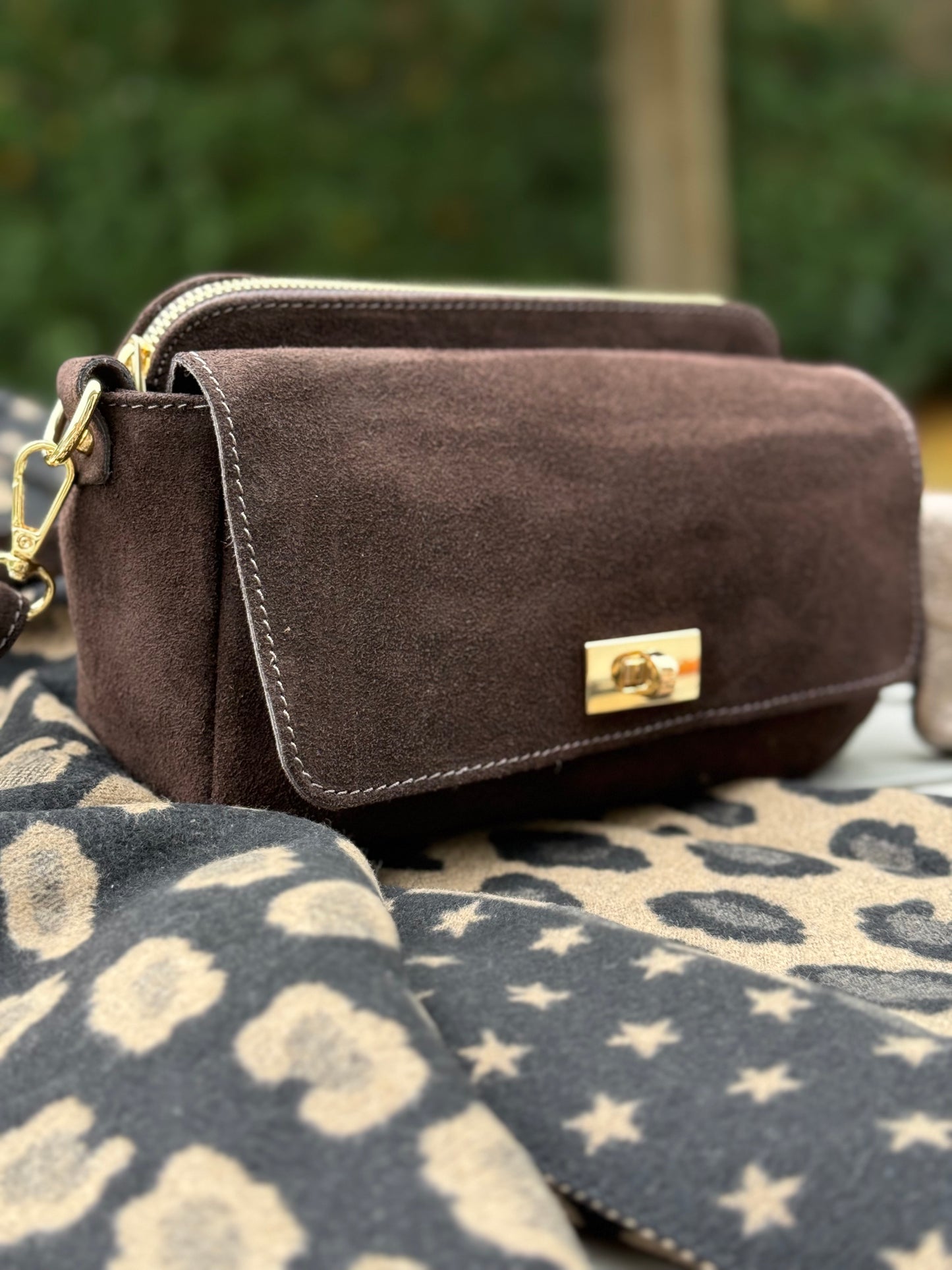 Rosa Suede Bag | Chocolate Brown