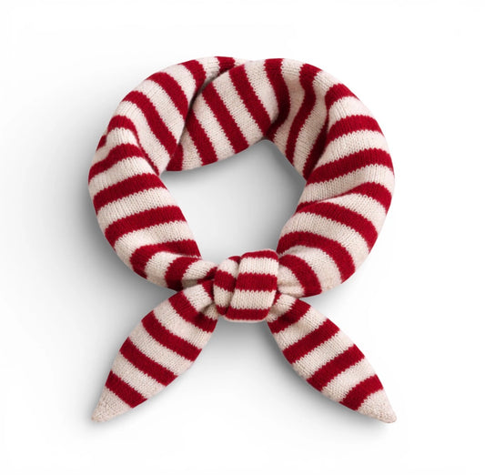 Striped Triangular Neck Scarf | Red