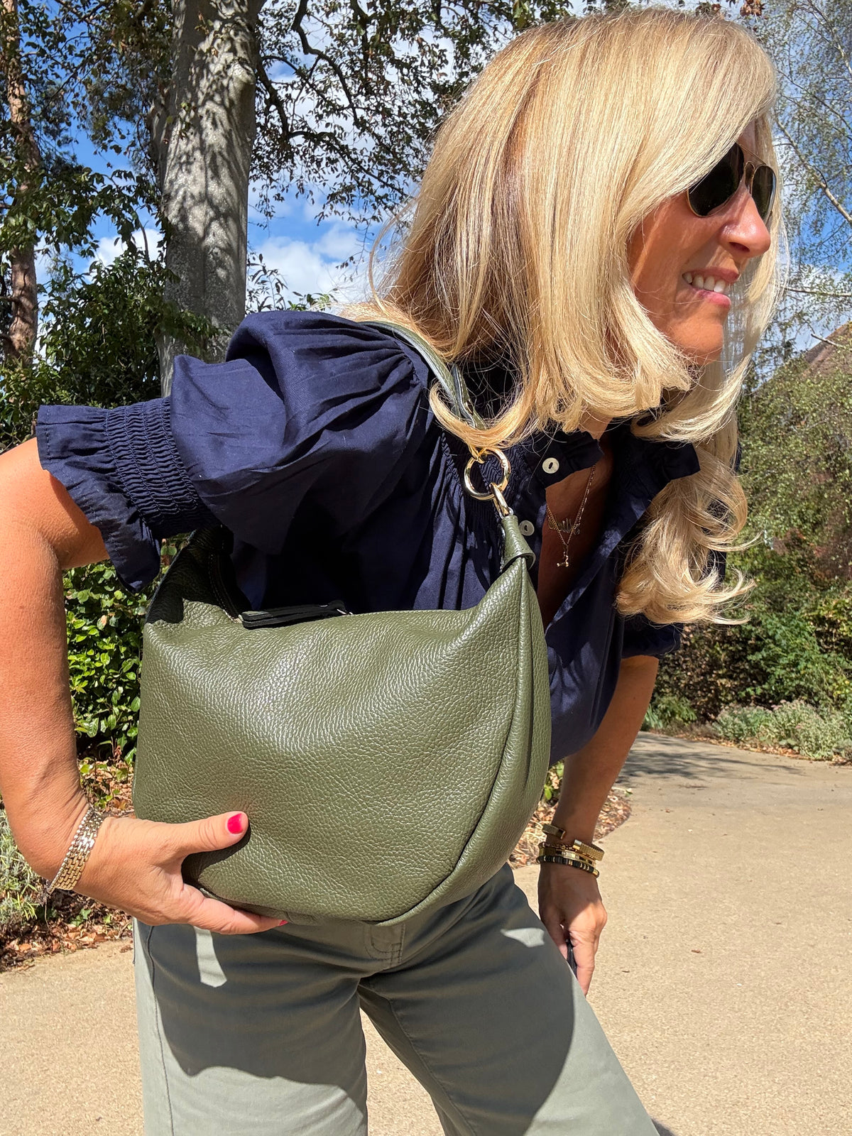 Valencia Crescent Hobo Bag | Olive