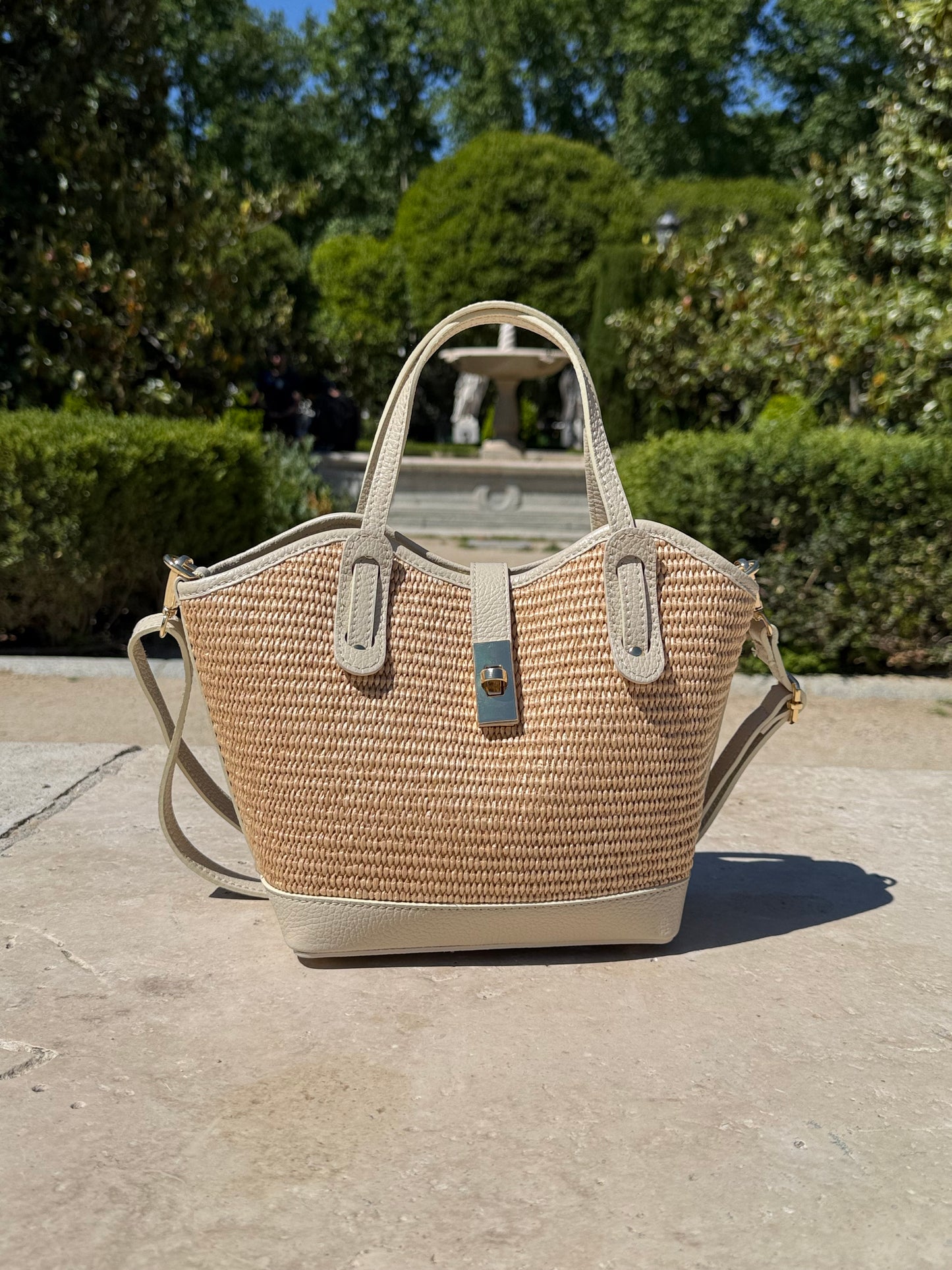 Ravello Raffia & Leather Tote | Tan