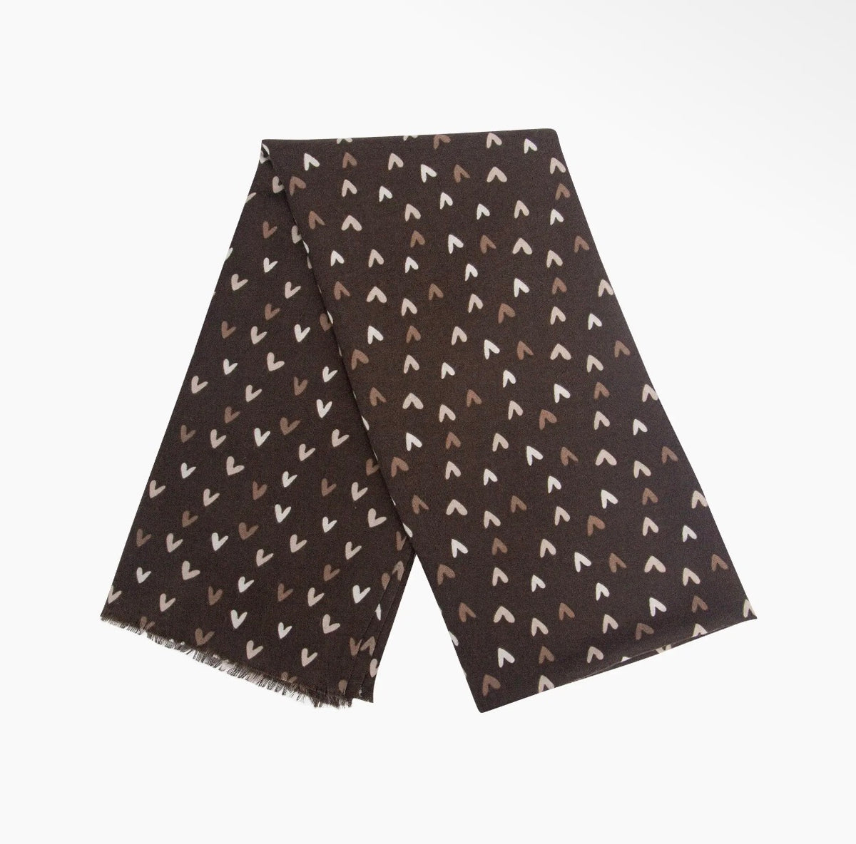 Sasha Heart Print Scarf | Brown