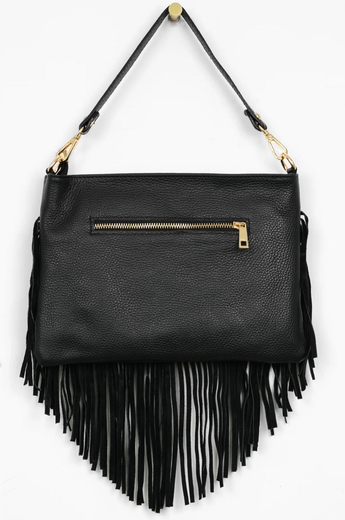 The Valentina Studded Fringe Bag | Black
