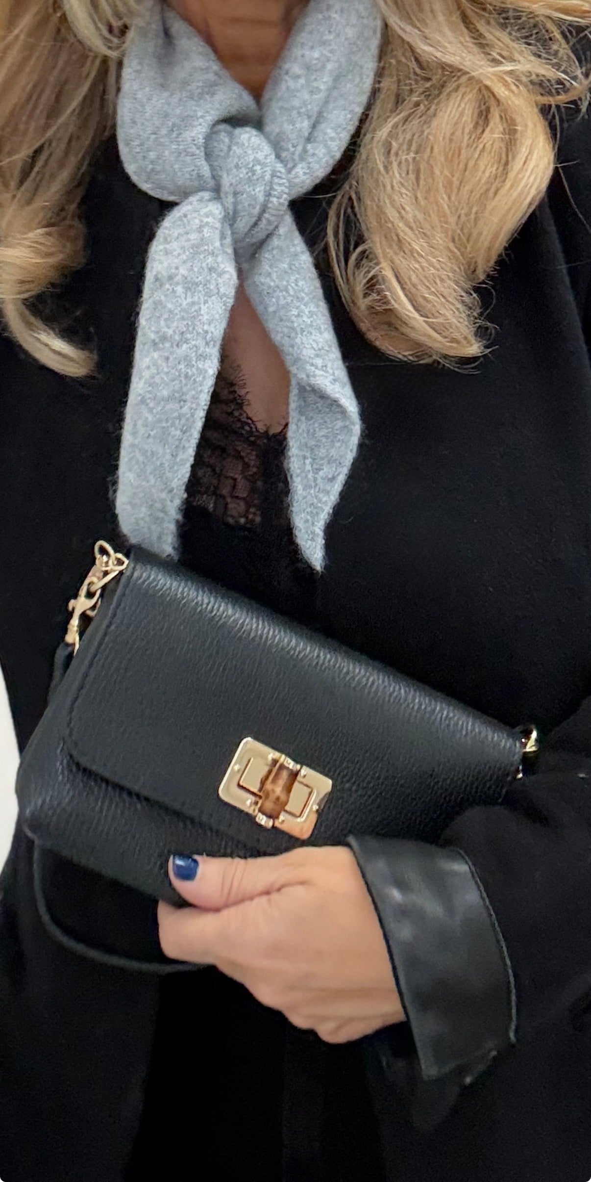 Triangle Wool Blend Neck Scarf | Grey