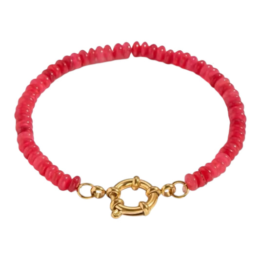 Retro Stone Beaded Bracelet | Red