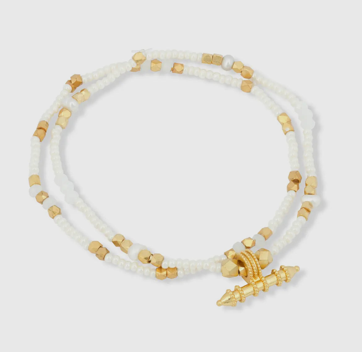 Pamela Beaded Freshwater Pearl Bracelet Set | White