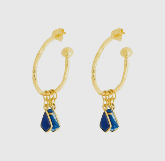 Nicky Navy Charm Hoops