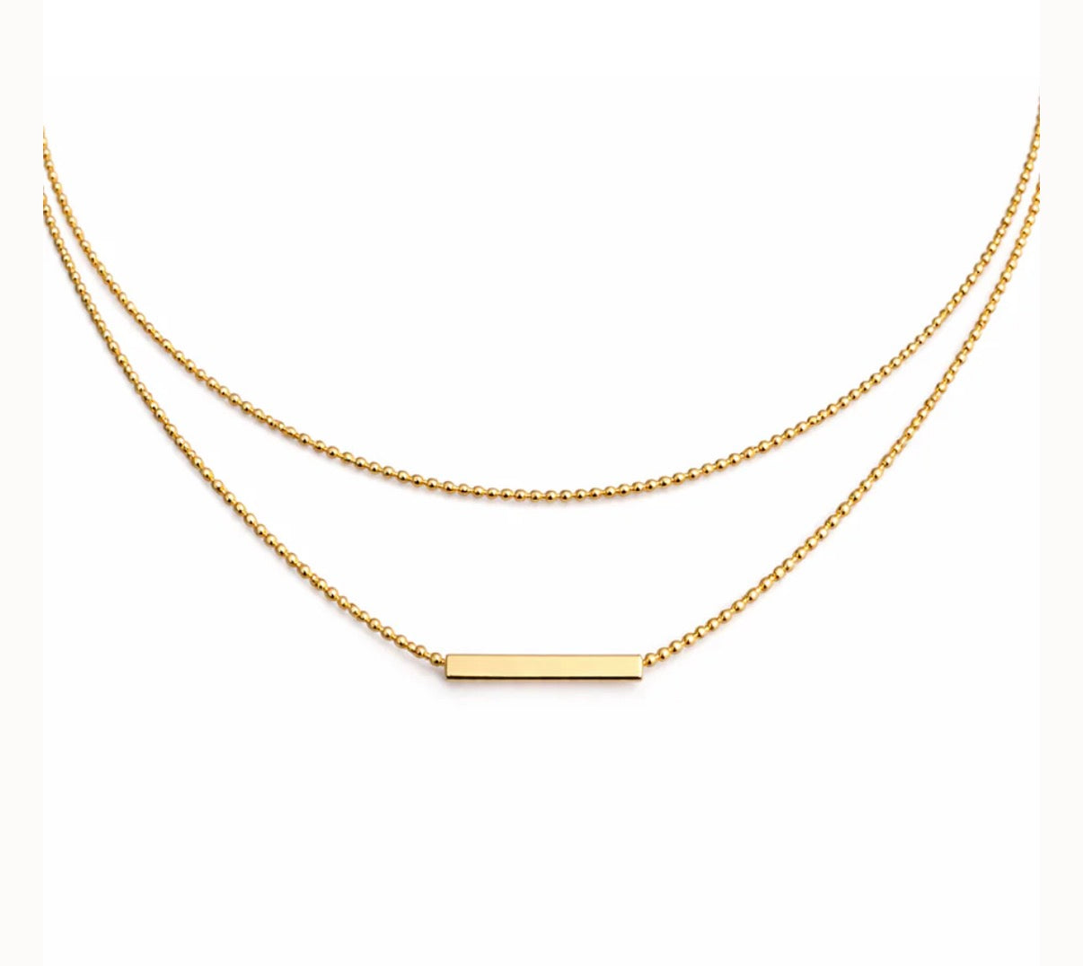 Twin Ball Chain Bar Necklace