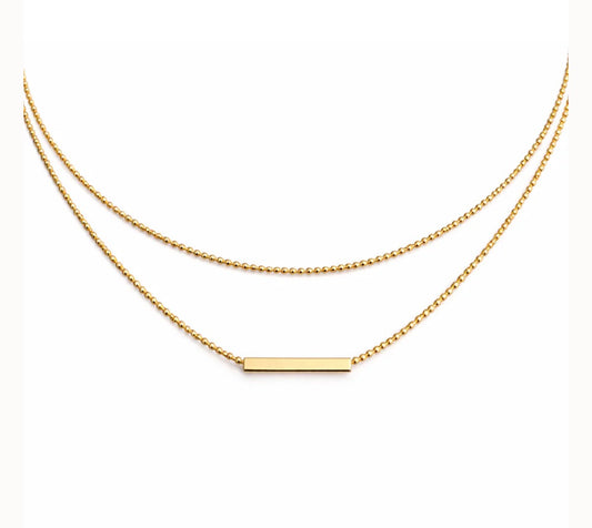 Twin Ball Chain Bar Necklace