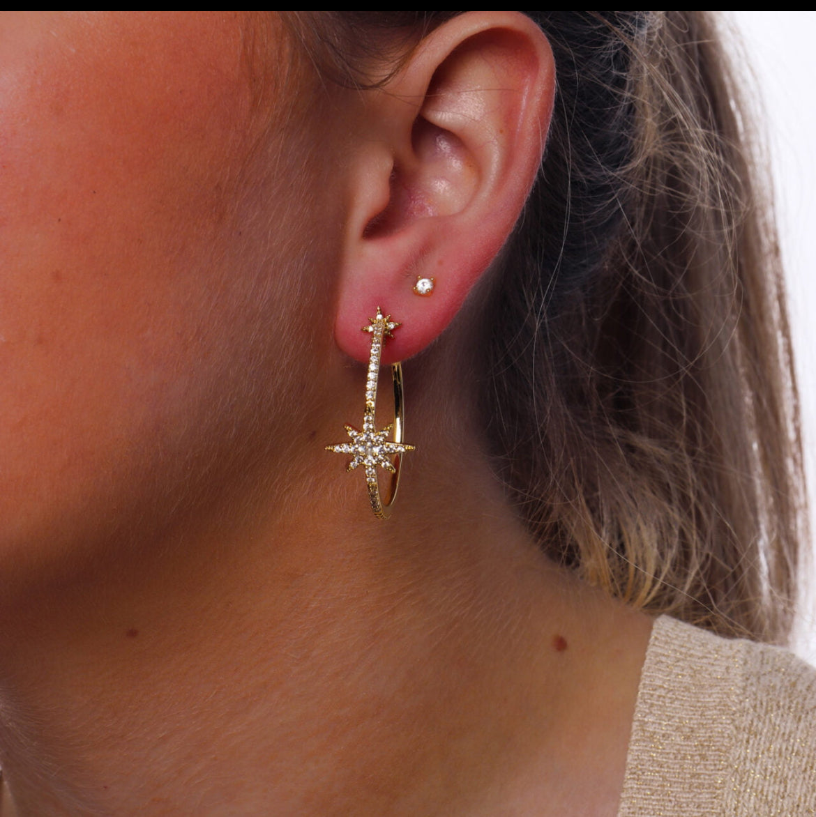 Starry Night Hoop Earrings | Gold