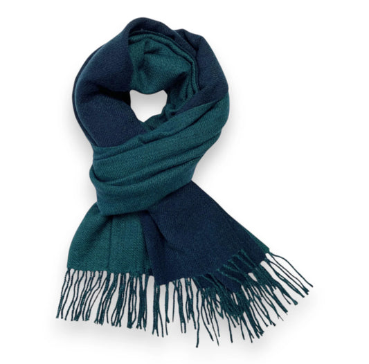 Two-Tone Cashmere Blend Scarf | Navy & Teal