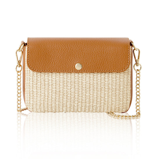 Bellagio Raffia & Leather Bag | Cream
