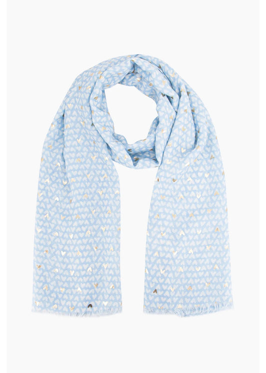 Sasha Heart Print Scarf | Baby Blue