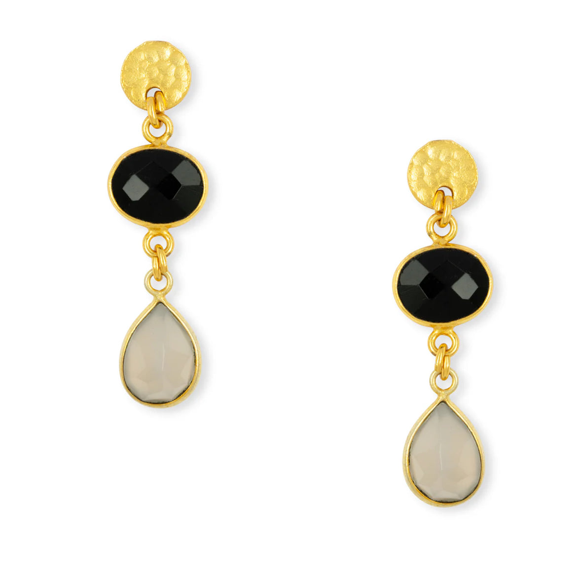 Roxy Gemstone Earrings | Black Onyx & Grey Chalcedony