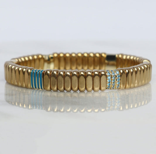 Eliza Tile Bracelet | Blue & Gold