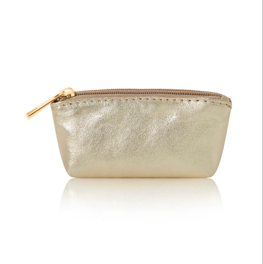 Leather Curved Mini Pouch | Gold