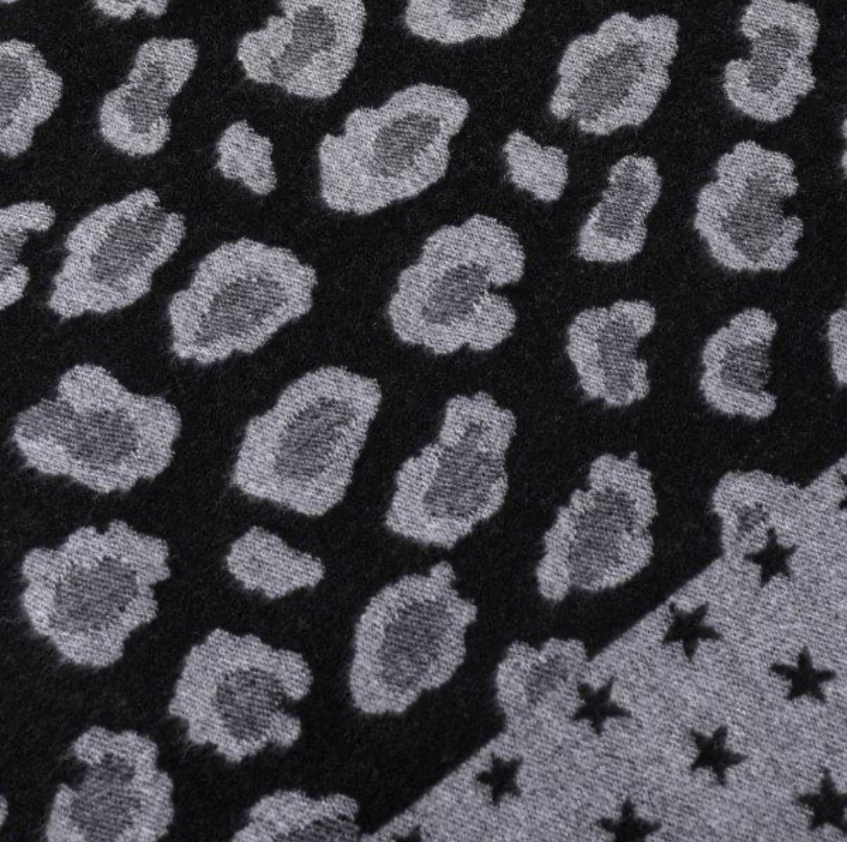 Leopard & Star Cashmere Blend Reversible Scarf | Black & Grey