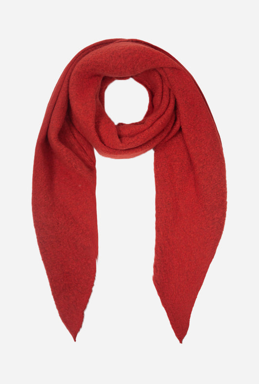 Asymmetric Textured Heavyweight Scarf | Red