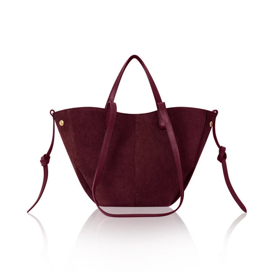 Genova Suede Tote Bag | Burgundy