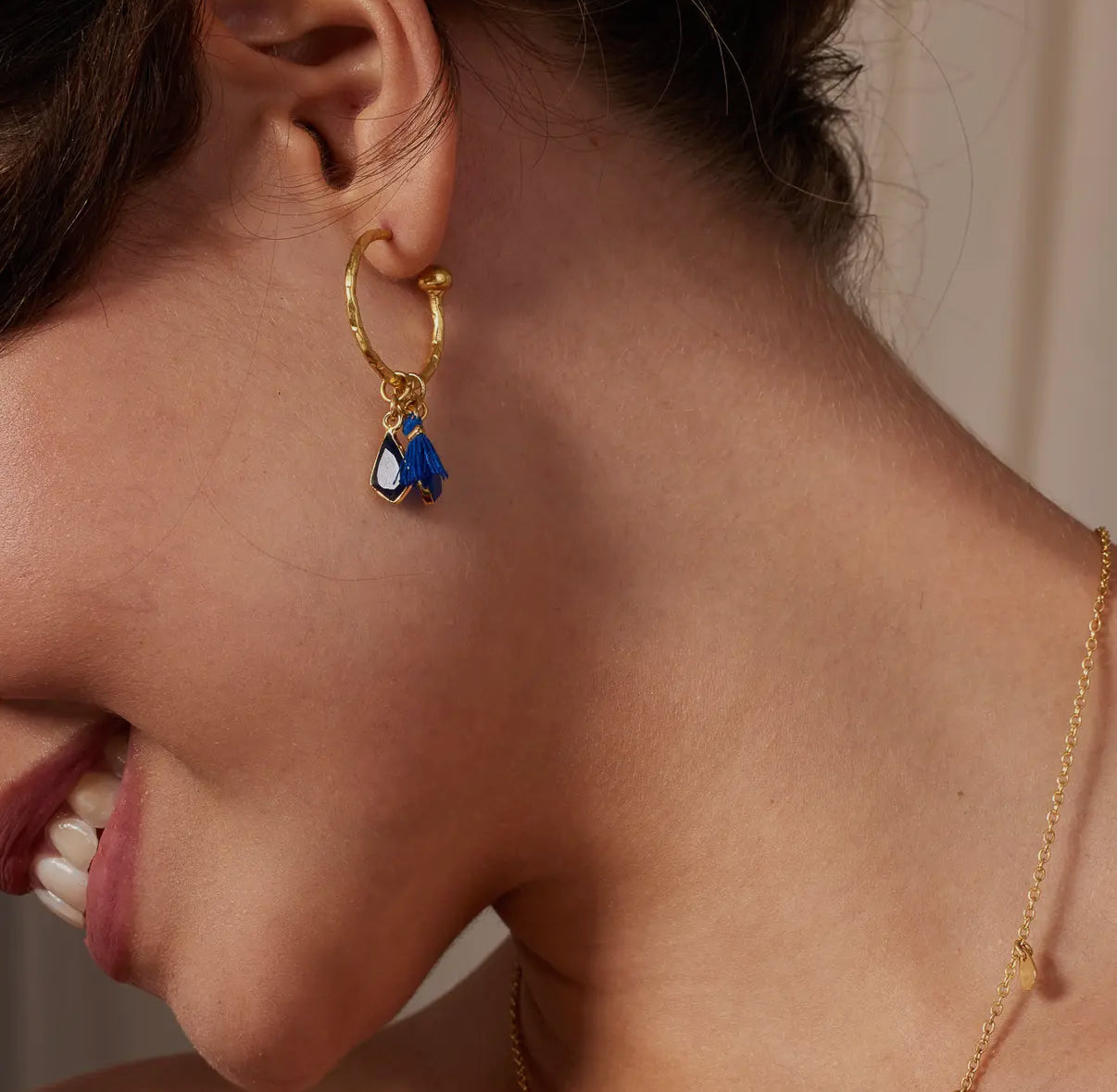Nicky Navy Charm Hoops